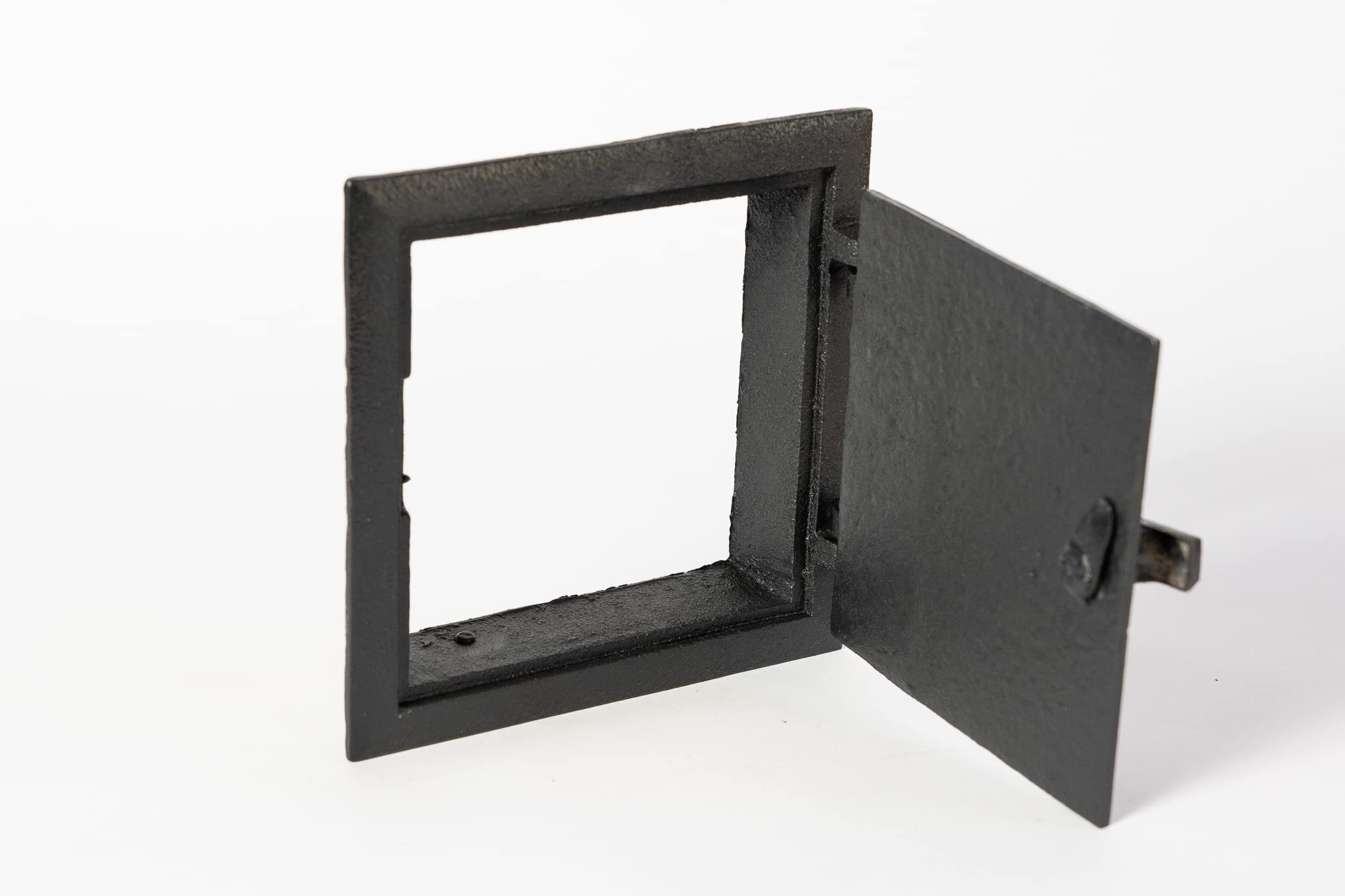 SEZAM Revisionstür für Öfen aus Gusseisen 17 x 3,5 x 17 cm, Kamintür - Klappe - Räumungstür, für Backöfen, Feueröfen & Kamine - schwarz bemalt