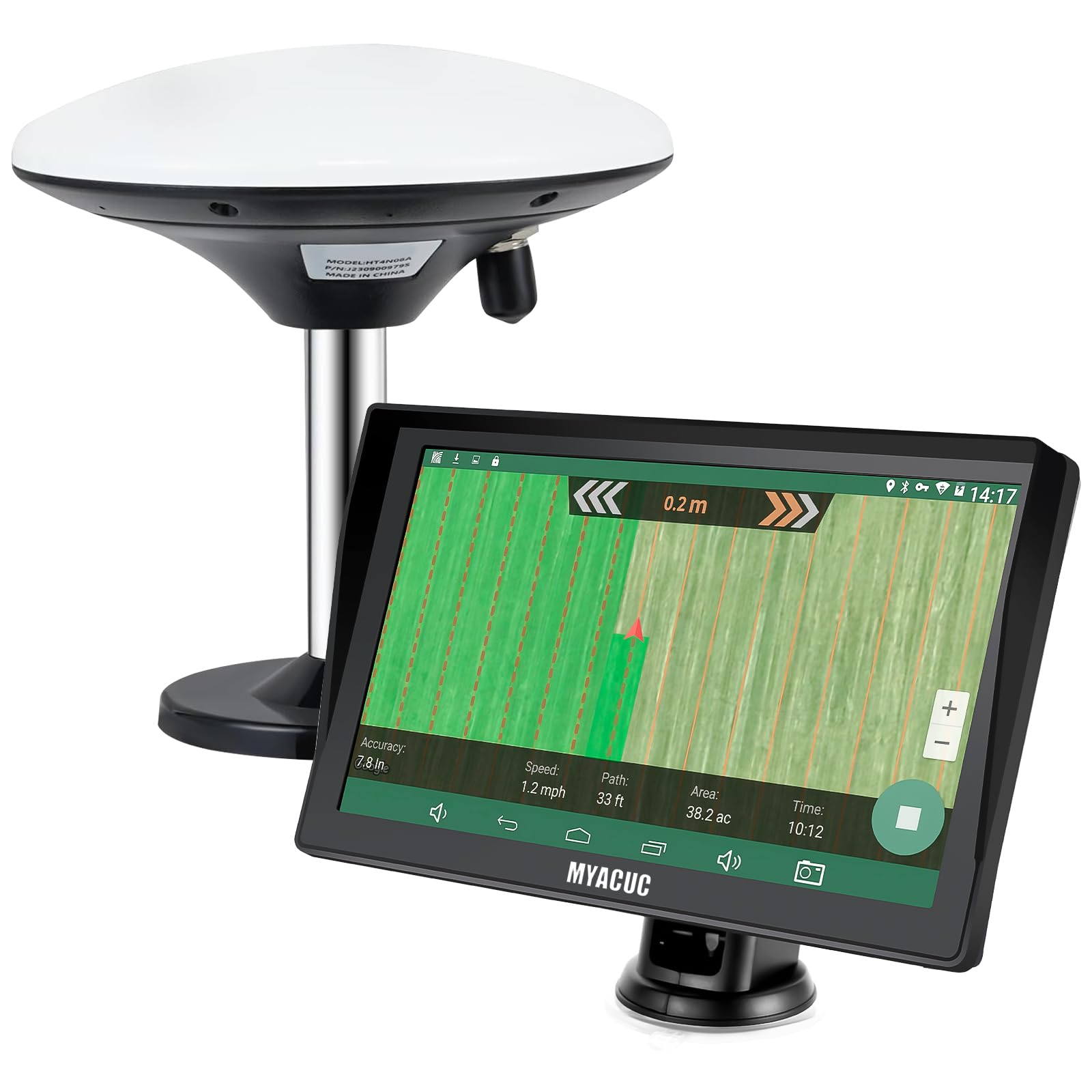Navigateur GPS pour Tracteur pour l’Agriculture de Précision, Navigateur Agricole GNSS avec Écran Tactile de 9", Adapté à la Pulvérisation, au Labour et au Semis, Positionnement Automatique