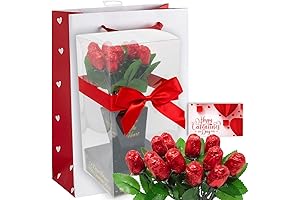 Valentine’s Candy Bouquet: Chocolate Flower Bouquet with One Dozen Red Foil-Wrapped Belgian...