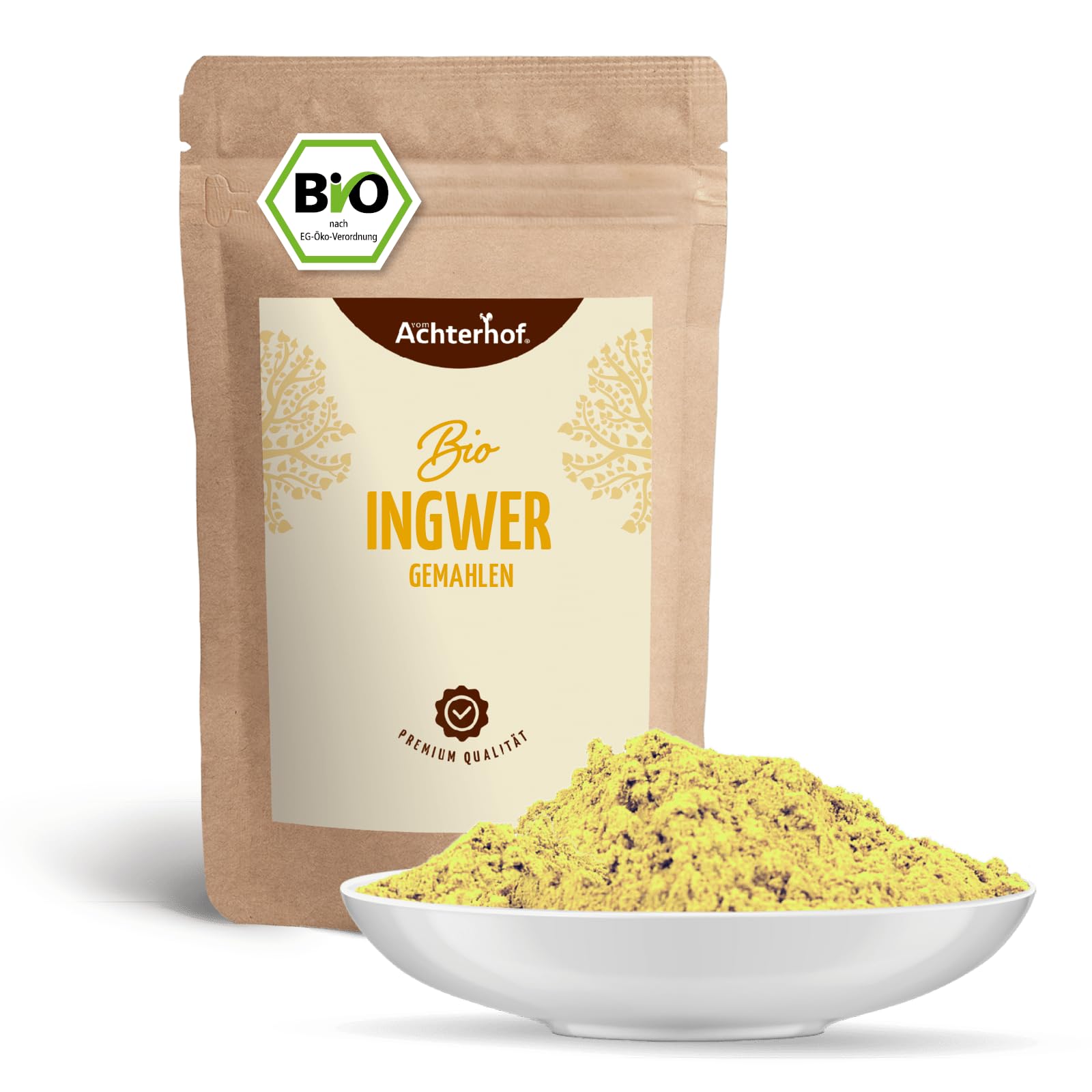 Bio Ingwerpulver (1kg) | Ingwer gemahlen | Ingwerwurzel gemahlen perfekt fuer Ingwertee Ingwertinktur Ingwerwasser oder zum Kochen