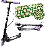 JD BUG MS-201AB キックボード 子供 (フット ブレーキ/ハンド ブレーキ付き / 2輪 / 折りたたみ / 4インチ タイヤ/スポンジ グリップ / メーカー保証1年) 頑丈 軽量 コンパクト 小学生 プレゼント (【ラッピング済】 パステルパープル)