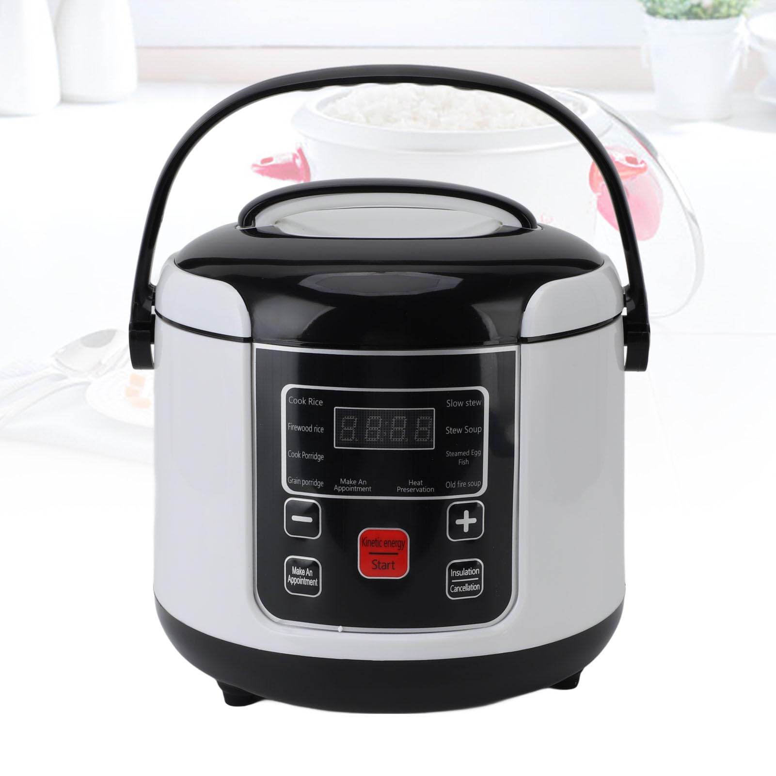 Cuociriso, Mini Cuociriso 2L Funzione Isolante A Prova Di Bastone Portatile Piccolo Cuociriso Con Pentola Interna Cestello A Vapore Per Auto, Furgoni Campeggio