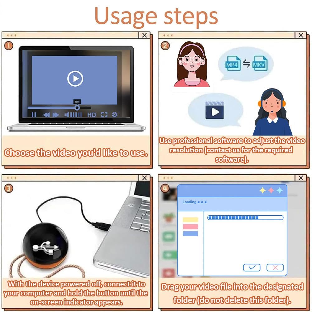 Lecteur Vidéo Boule De Cristal De 7 Cm Compatible WiFi, Boule