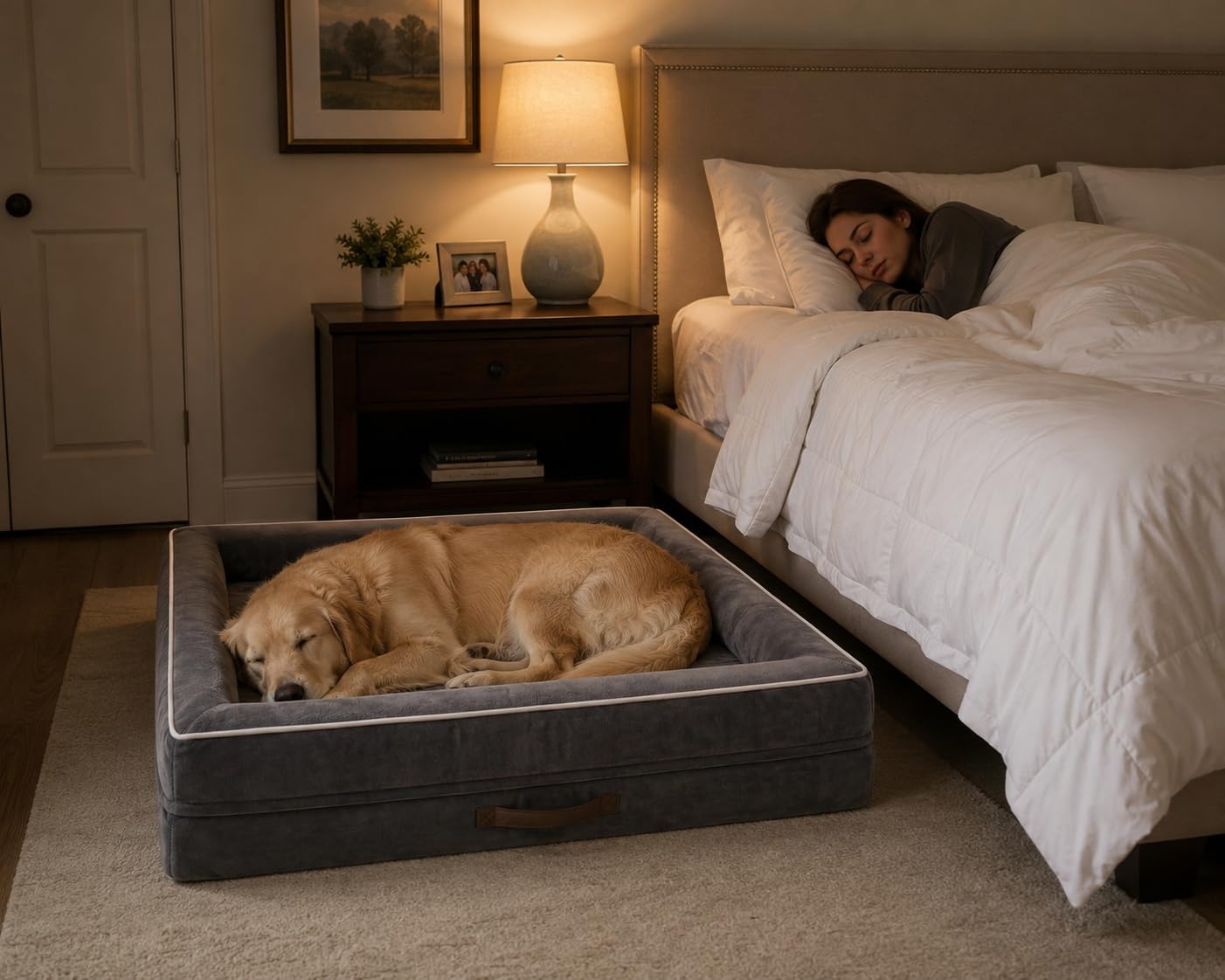 Upvilla Orthopädisches Hundebett XL, Hundekorb Waschbar mit Eierförmiger Kistenschaum，Wasserdicht Hundesofa mit rutschfeste Unterseite und Vierseitiges Kissen (Grau, L117xB76xH19cm)