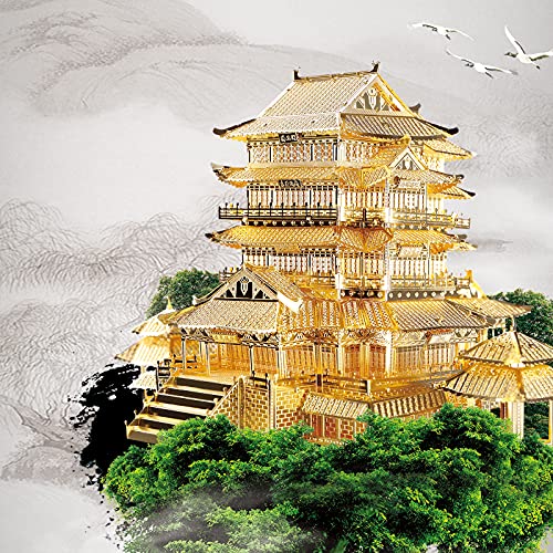 Piececool 3D Metal Puzzle for Adults, Tengwang Pavilion Metal Model Kit, Chinese Famous Architecture Building Kit DIY Craft Brain Teaser 3D Puzzles STEM Gifts for Family- 106 Pcs - Image 2