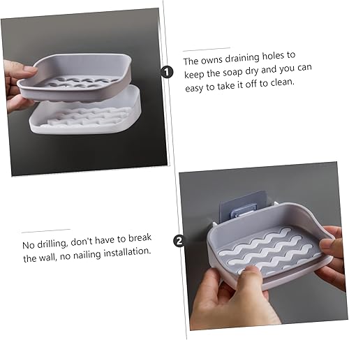 Miniatura 4 de Cabilock Soporte de esponja para fregadero, 3 piezas, para fregadero, jabonera de plástico, jabonera para ducha, caja de jabón, ventosa, jabonera de