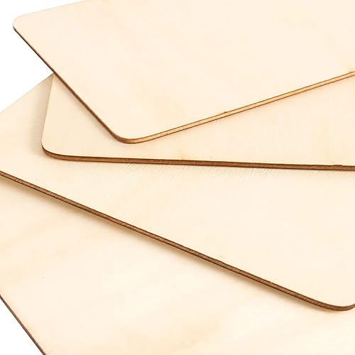 Miniatura 3 de HOIGON 100 piezas rectangulares de madera sin terminar, hojas de madera de tilo en blanco de 4 x 6 pulgadas, recortes de madera para manualidades,