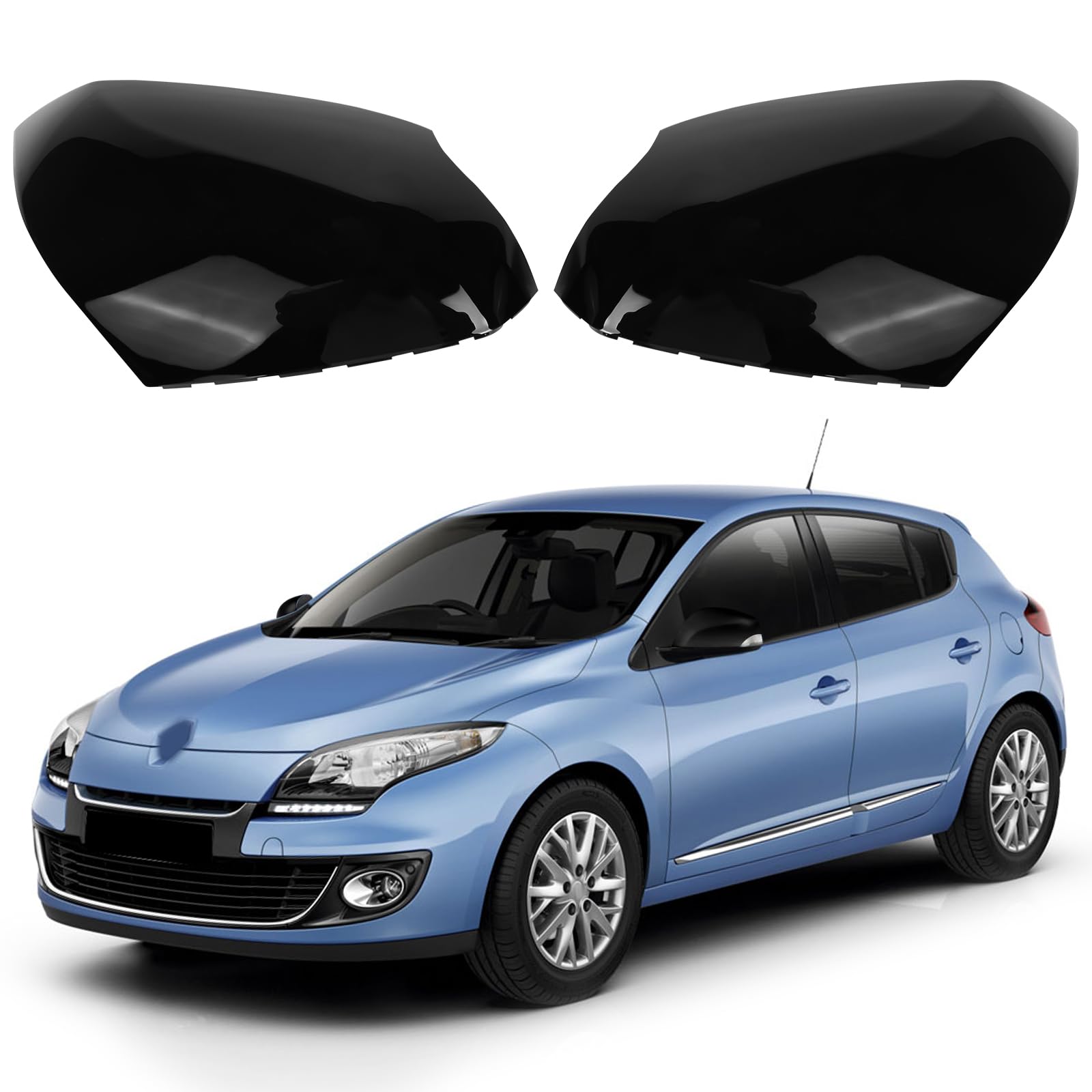 Coques de Rétroviseurs de Voiture pour Renault Megane MK3 2008-2016 | Boîtier de Rétroviseur Extérieur, OEM 963730077R, Gauche et Droite