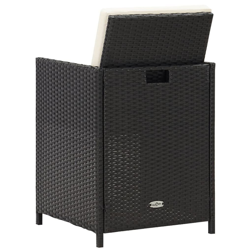vidaXL 4X Chaises de Jardin Fauteuils de Patio Chaises de Salle à Manger d'Extérieur Sièges à Dîner de Terrasse Résine Tressée Noir