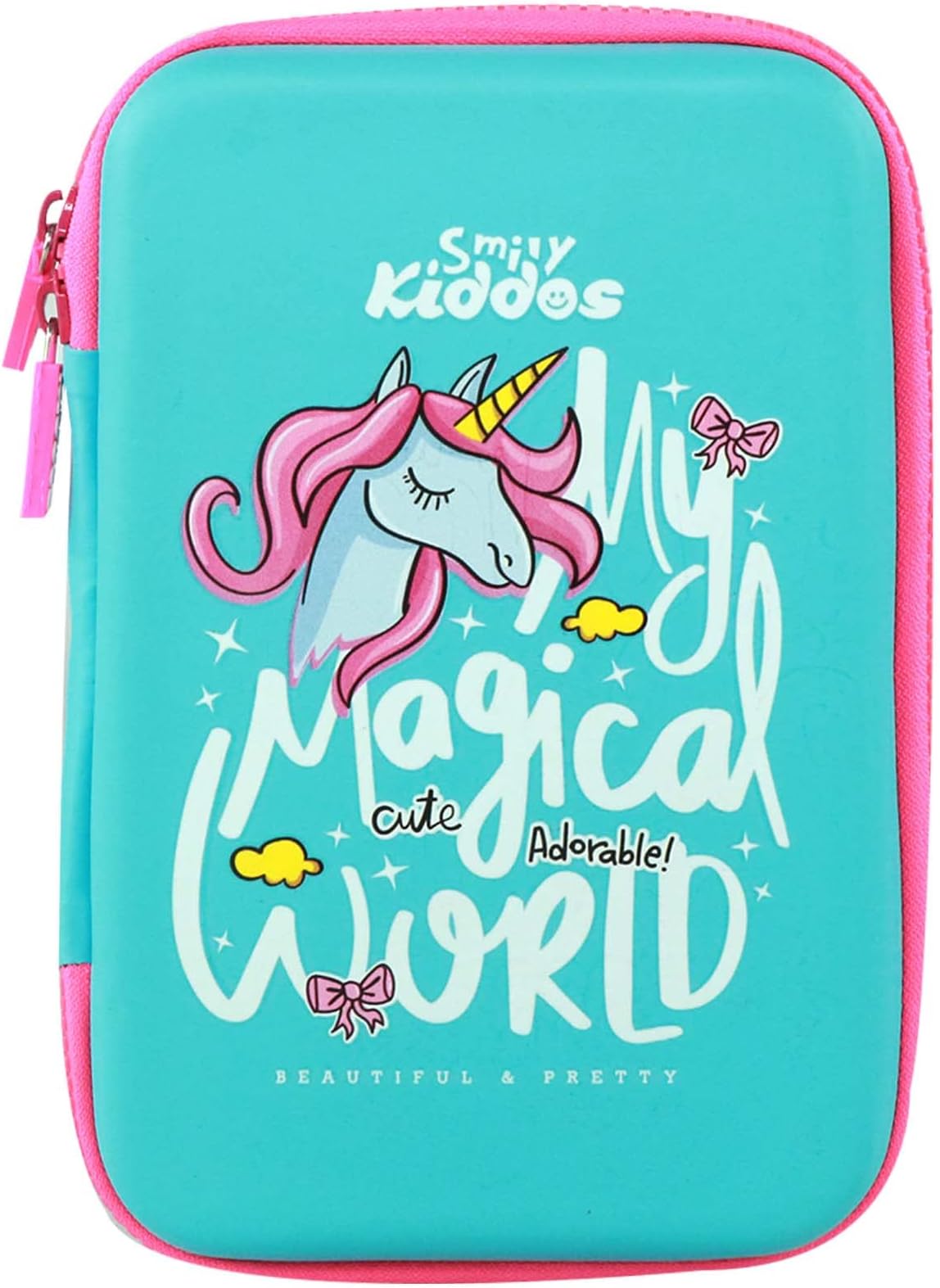 Ethylene Vinyl Acetate (Eva) Single Compartment Pencil Case Stylish Cute Large Capacity Hardtop Eva Pencil Case Organizer School Kids Girls Women Multi Purpose| Magic Unicorn | Light Blue