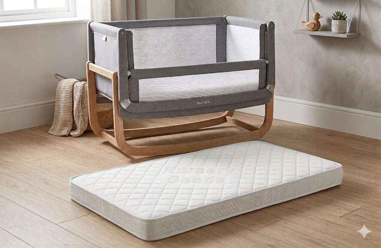 RAINBOW Baby Crib Mattress, Breathable Quilted Surface, Antibacterial Removable Cover, You can use this with Snuzpod 3 & Snuzpod 5, Size 44 X 80 X 5 CM - Made in UK