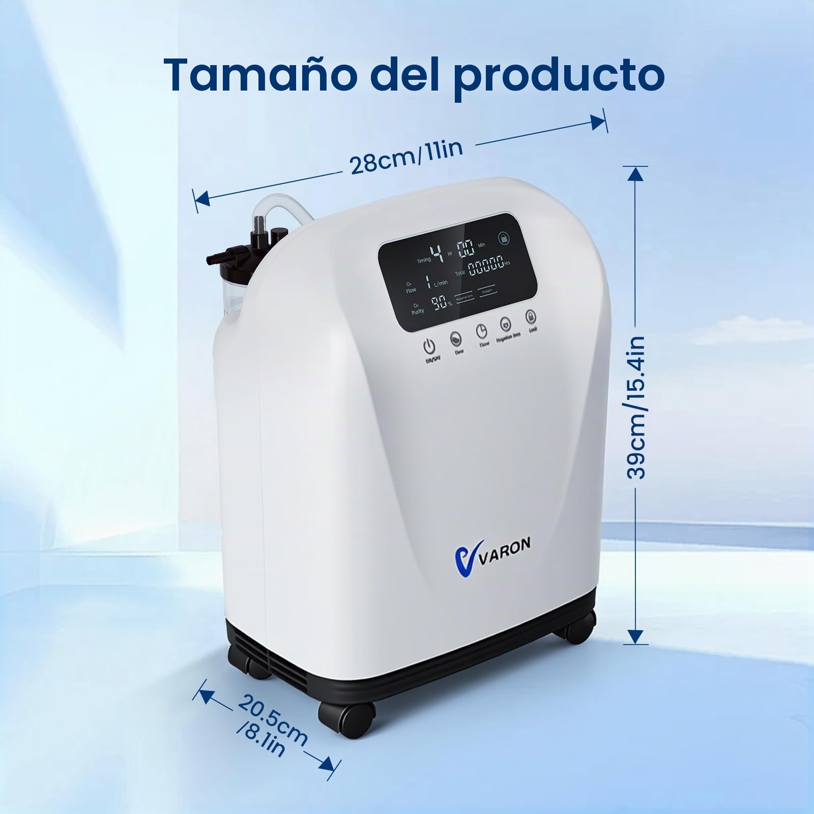 Concentrador de oxígeno portátil para el hogar, Xandoril, 1–9 l/min, 90% de concentración, adecuado para adultos y niños, con control remoto, <45 dB bajo ruido