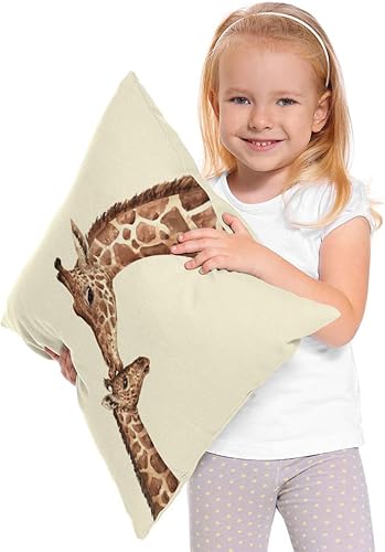 Miniatura 3 de Beabes Funda de almohada cuadrada con diseño de jirafas de acuarela, animales sudafricanos, amor, mamá, caricaturas, lindo y divertido, funda de