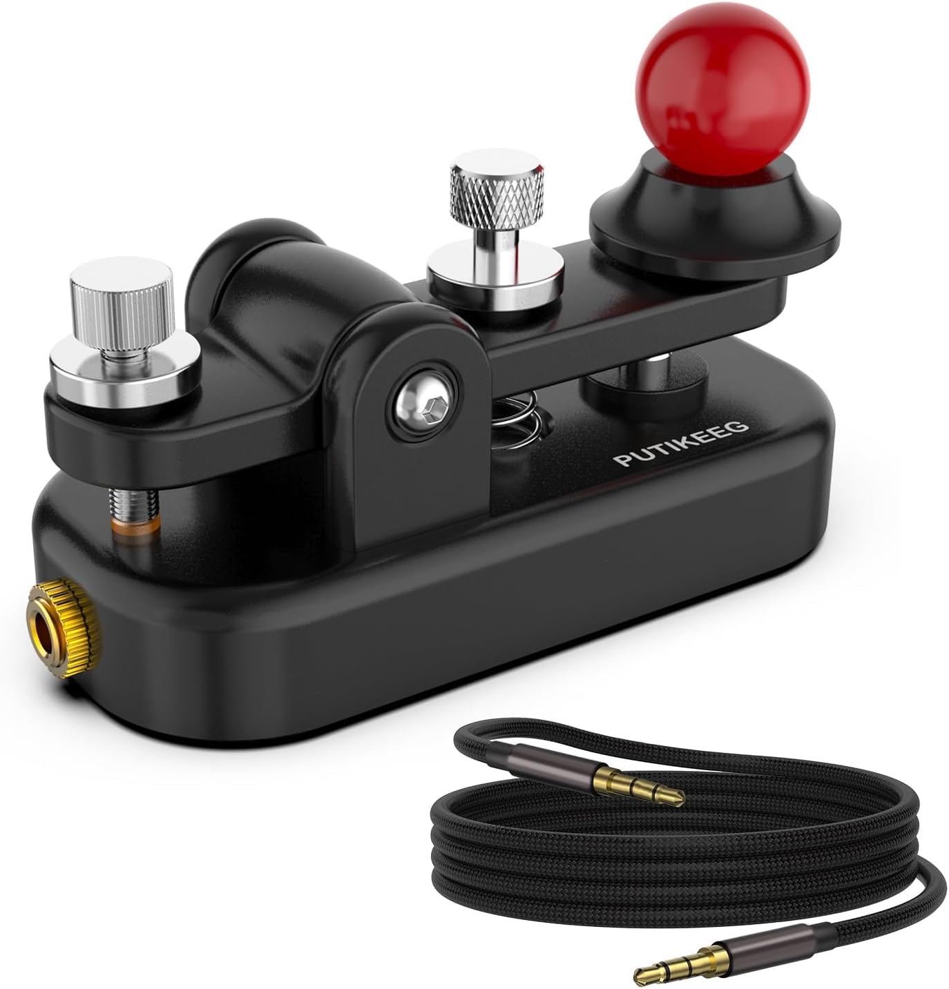 Putikeeg CW Morse - Botón Telégrafo para Radio Aficionado con Código Morse, Teclado Telegrama Transmisor de Teclas Rectas (Negro)