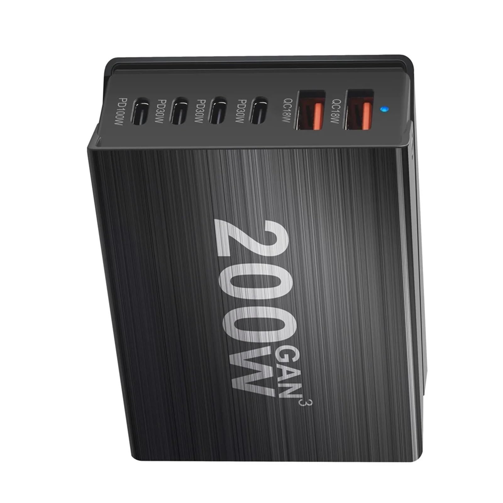 Szybka Ładowarka USB Typu C 200 W 2A4C 6-portowa Stacja Ładująca Hub, Kompaktowa GaN Zasilacz