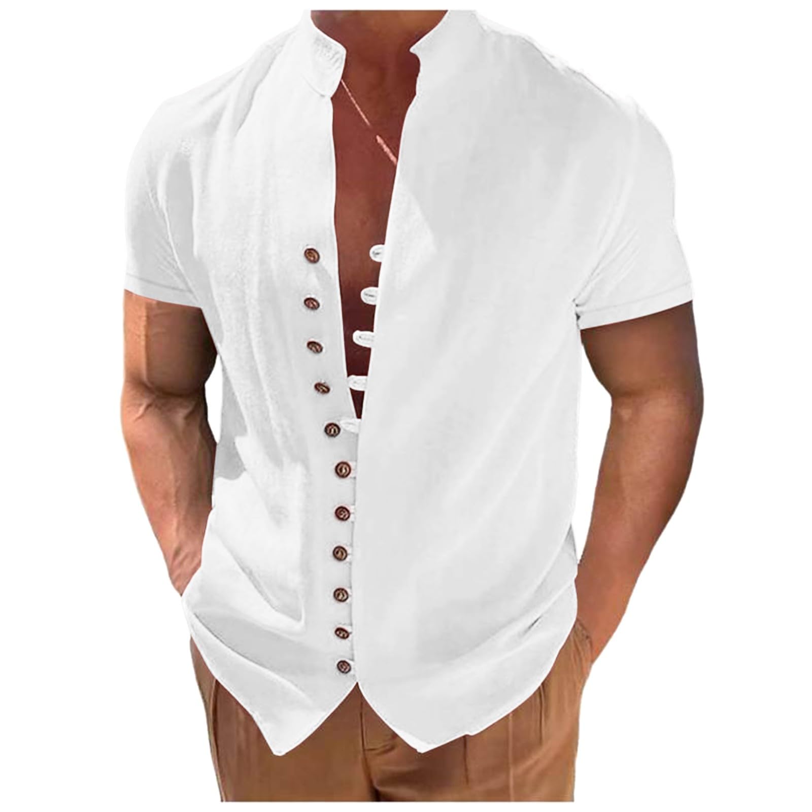 Cromoncent Camicia da uomo a maniche lunghe Oxford con bottoni