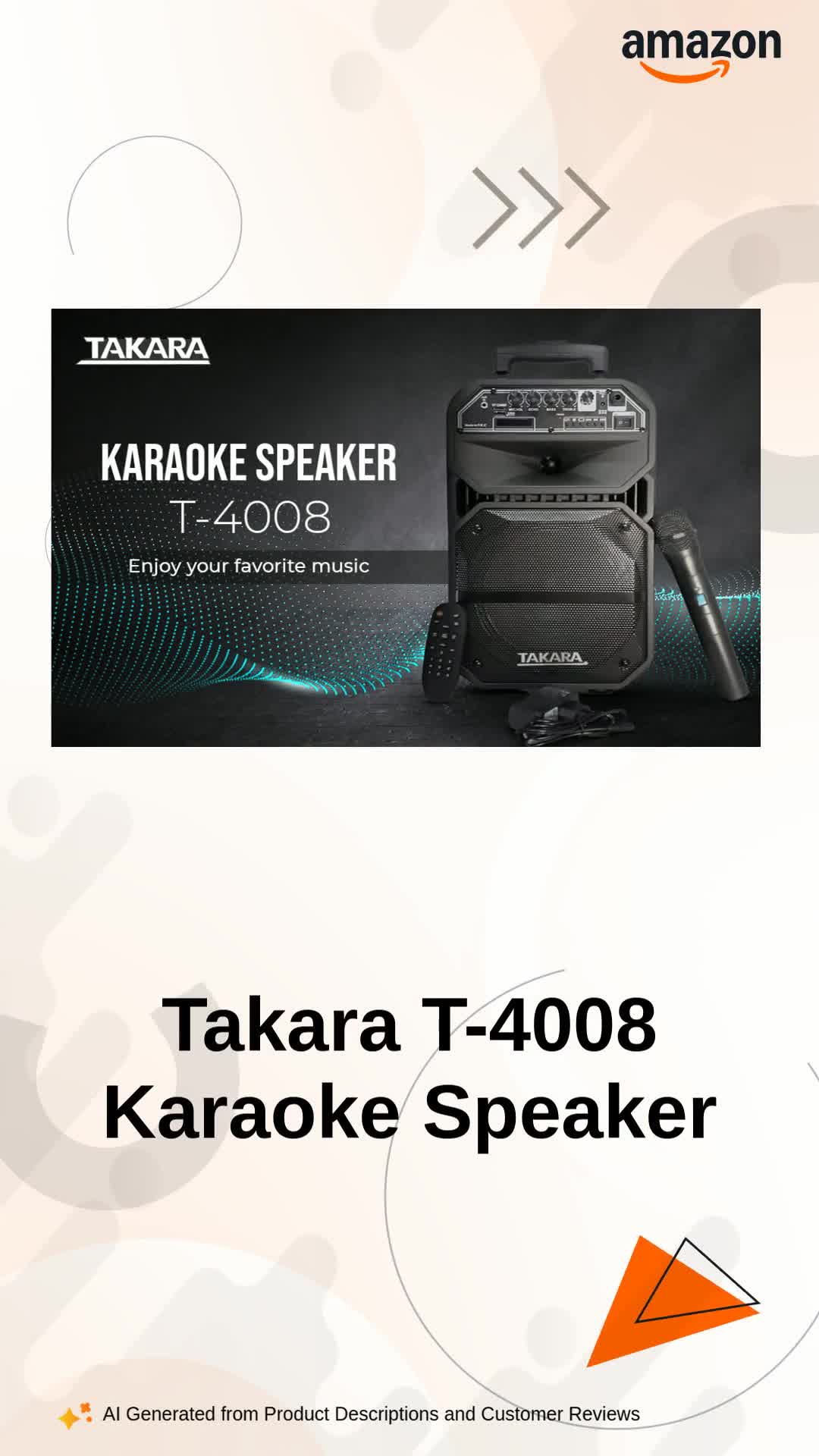 Takara T-4008 Portable 8 Inch Trolley Karaoke Speaker