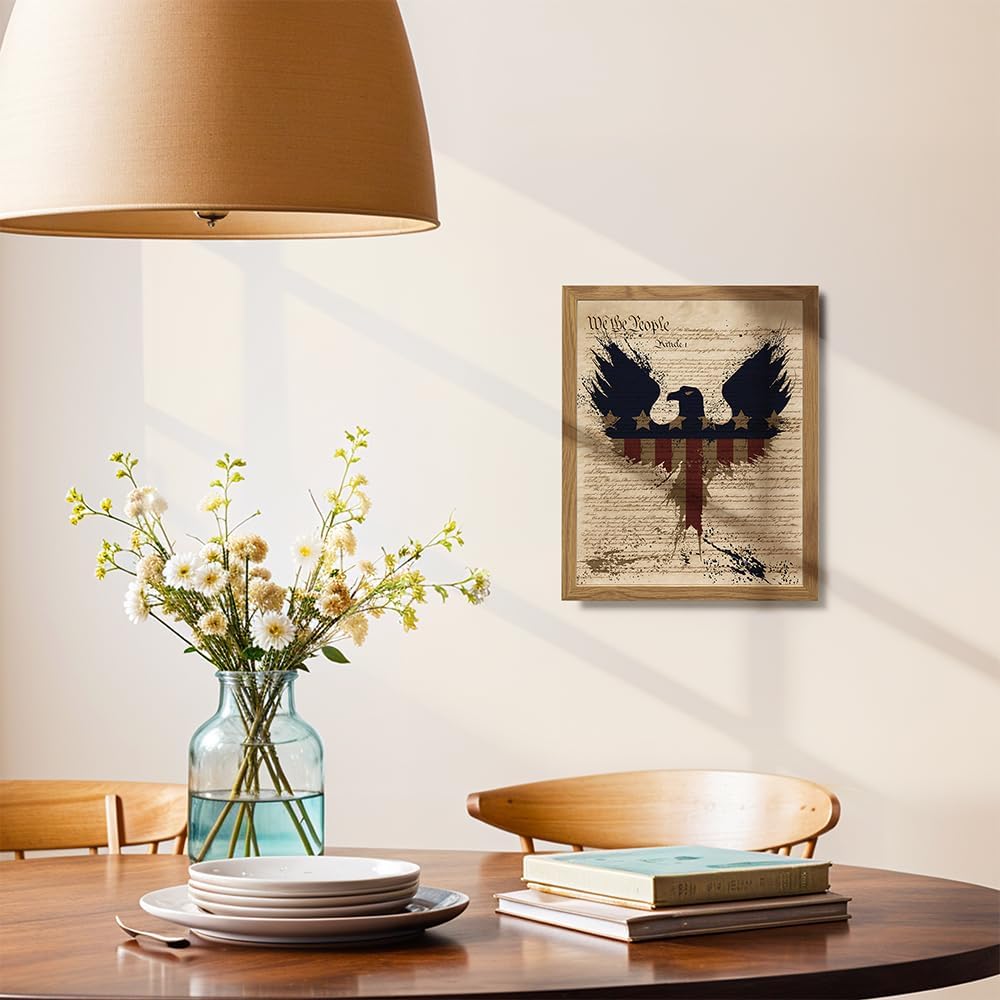 American Pride Dictionary Wall Art FRAMED - 8X10 US Constitution Poster for Office or Home Decor - Patriotic Gift for Americana Fans - Vintage Decoration - Memorial, Veterans Day or 4th of July Print