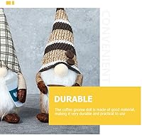 Vista 4 de Decoración navideña de gnomos de café para el hogar, 2 gnomos de Navidad para cafetería, figuras coleccionables enanas hechas a mano, muñeca