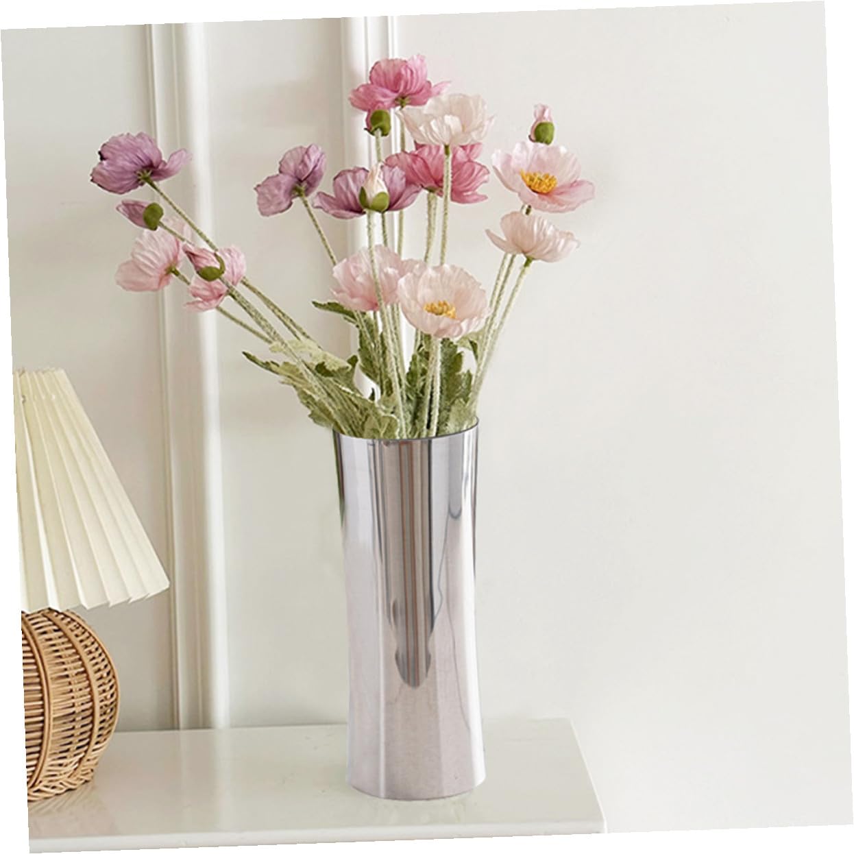 TOYANDONA Moderner Edelstahl Spiegel Vase Hydroponisch Metall Blumenvase für Wohnzimmer Nordic Deko Esszimmer Tisch Mittelstück Langlebig Korrosionsbeständig