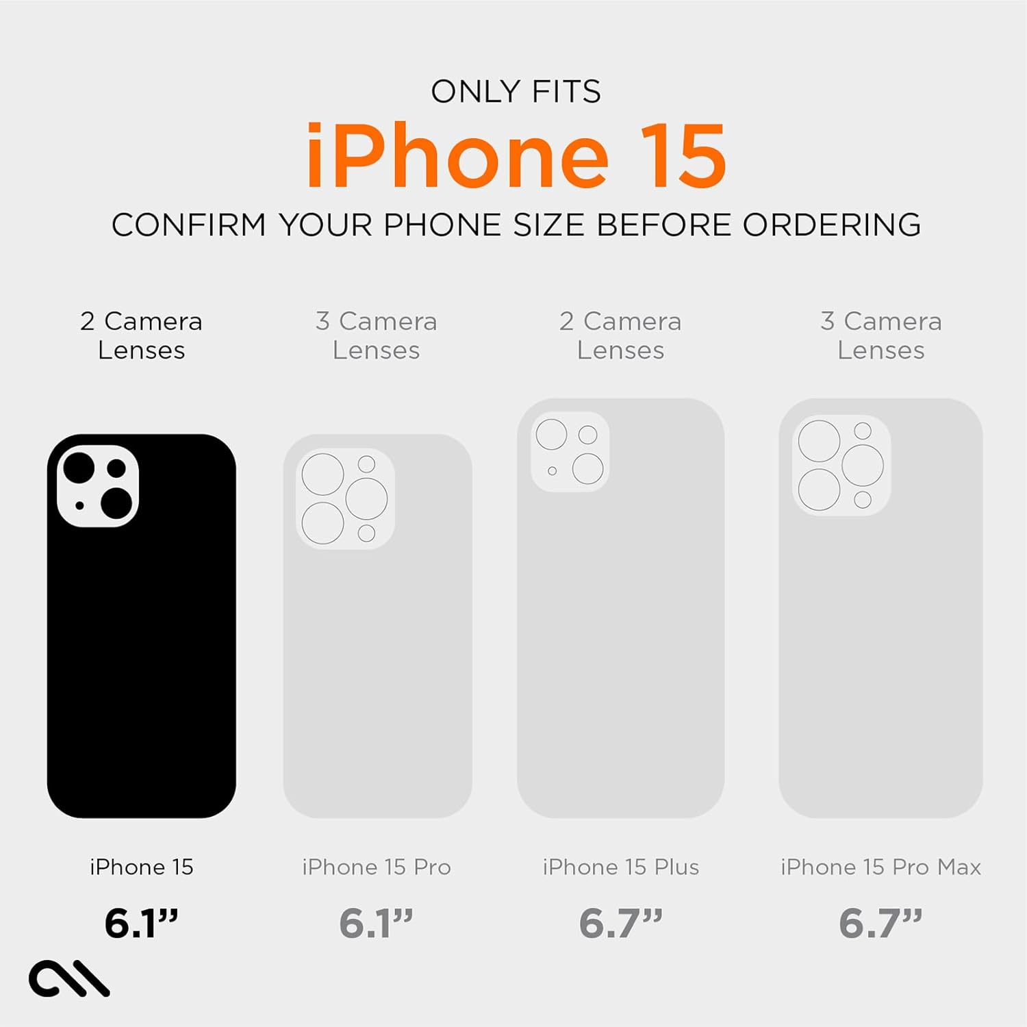 Case-Mate Tough iPhone 15 Case - Black [16ft D3O Impact Protection] [Compatible with MagSafe] Textured Grip Cover for iPhone 15 6.1", Anti-Scratch Technology, Shock Absorbing Materials