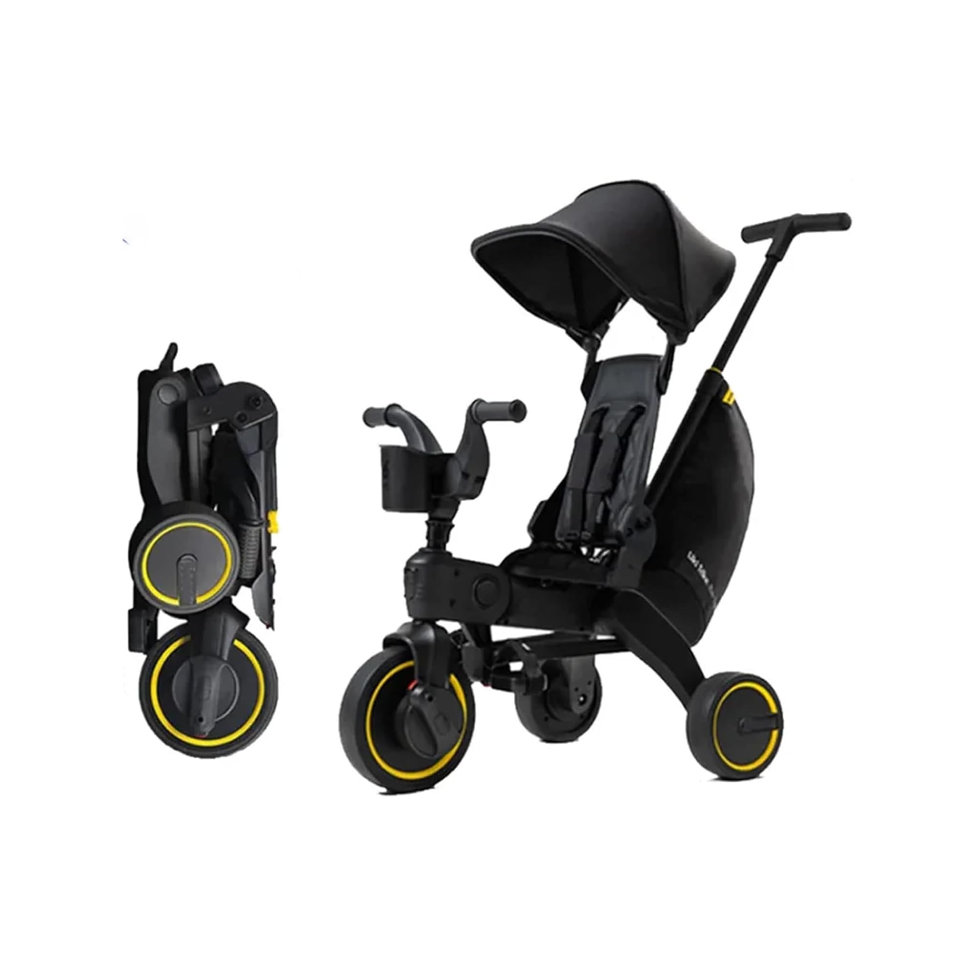 Premium Foldable Kids Tricycle Stroller, Push Trike, Baby Stroll and Tike, Convertible Toddler Bike with Canopy, Parent Handle, All Terrain, from 1 to 5 Years