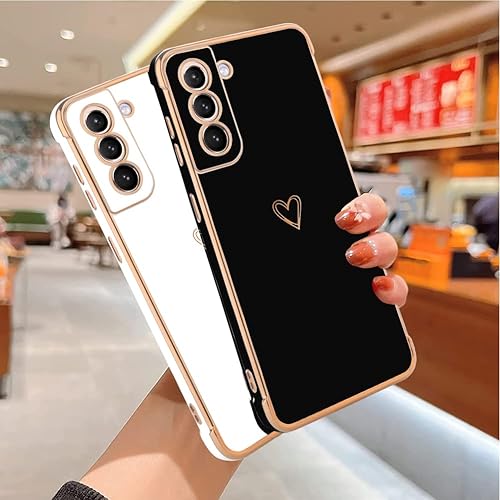 Miniatura 5 de MZELQ Funda compatible con Samsung Galaxy S21 5G para mujer, diseño de patrón de corazón de amor, protección completa de la cámara, esquinas