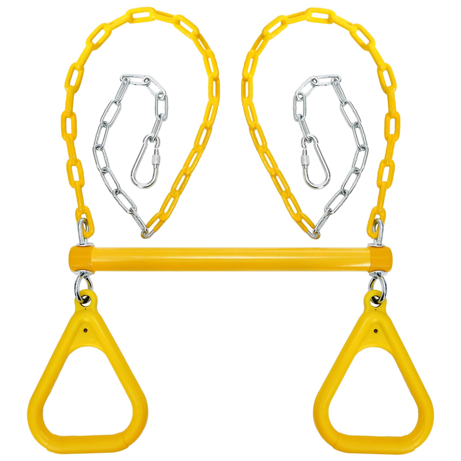 Covzoe Trapezio Swing Bar Anelli, 43,2 cm, catene rivestite in plastica resistente, set catena con bloccaggio, trapezio scimmia bar accessori per casa palestra, allenamento della forza, fitness