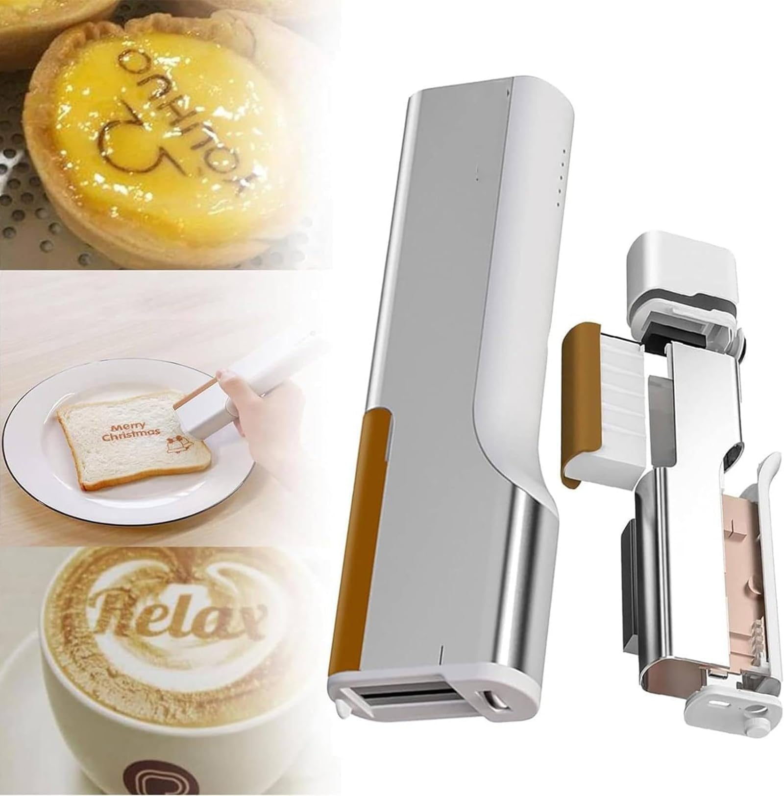Stampante a getto d'inchiostro commestibile, stampante portatile per caffè, dessert, torte e biscotti, alta precisione 300 dpi, stampa in 10-20 secondi per testo e modelli fai da te