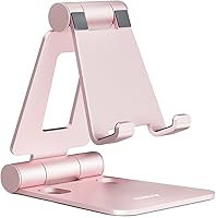 Vista 10 de Nulaxy Soporte plegable doble para teléfono celular, totalmente ajustable, plegable, soporte para teléfono de escritorio, base compatible con iPhone