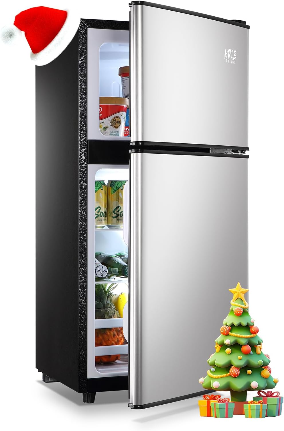 Krib Bling 3.5 Cu.ft Compact Refrigerator,silver