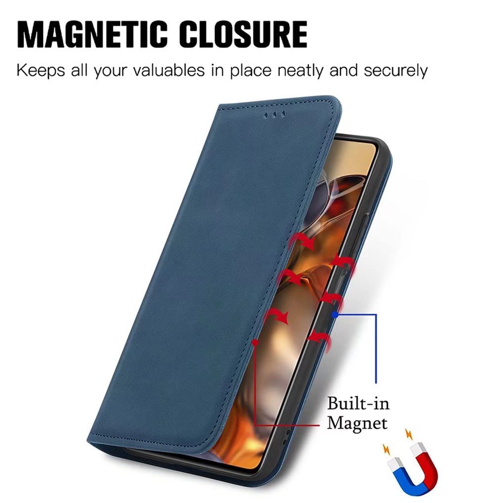 SEAHAI Custodia A Portafoglio In Pelle Per Realme 9 4G / 9 Pro+ 5G - Con Slot Carte E Supporto, RFID, Blu - 4