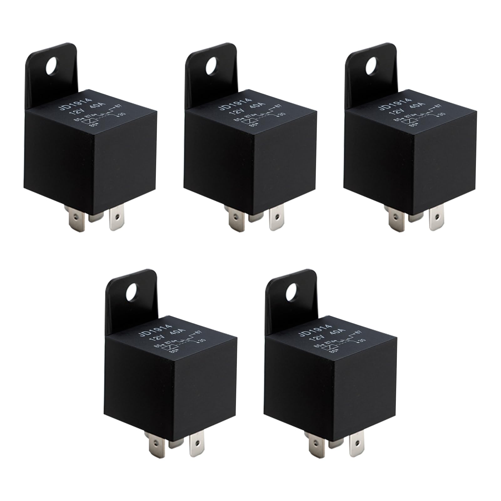 2 Relè Auto 12V 40A 5 Pin JD1914 Con Custodia Impermeabile - Relè Di Commutazione Universale Con Contatti In Lega D'Argento