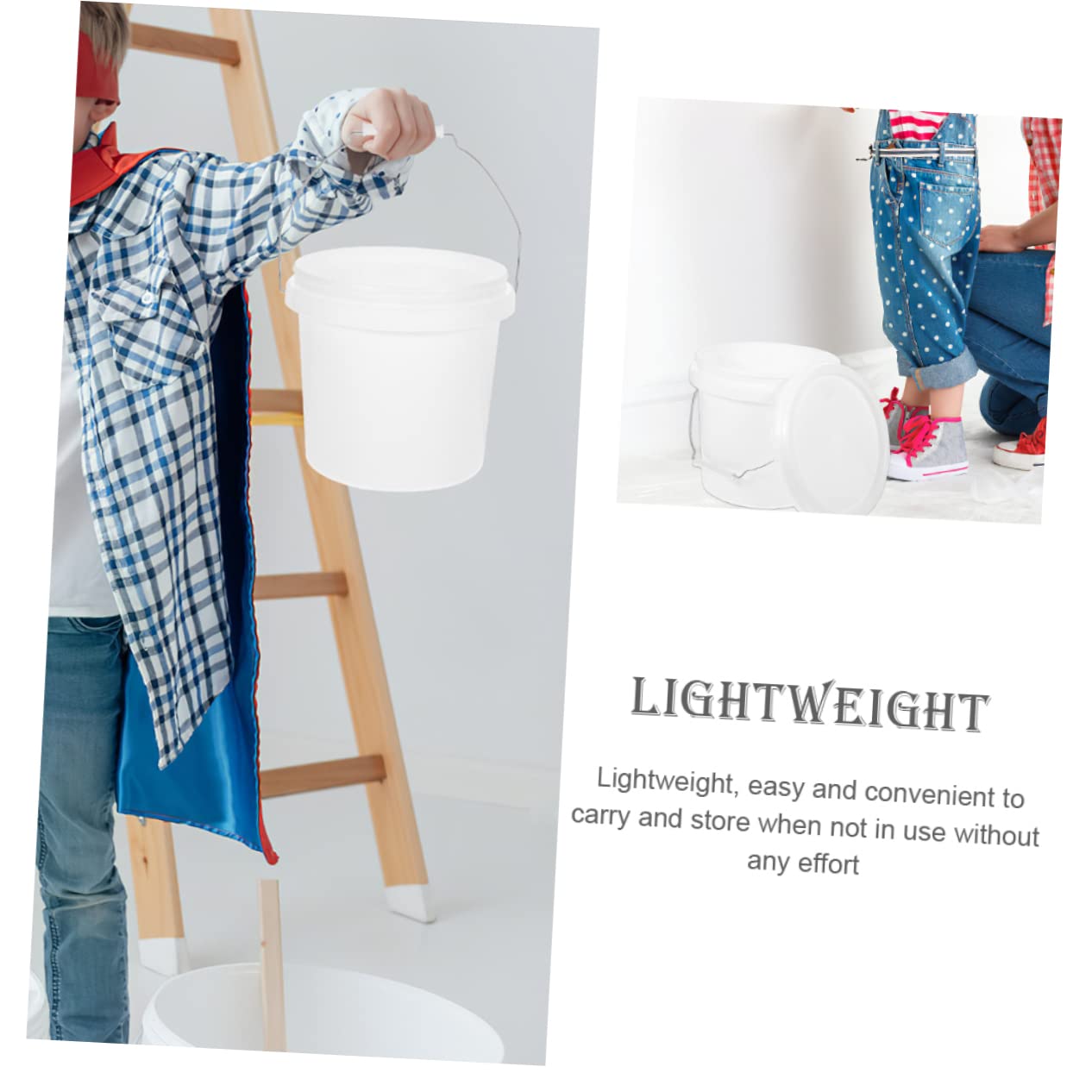 GARVALON Secchio da 8 Litri in Abs Bianco, Secchio per Vernice da 270.54 Once Coperchio, Contenitore per Pittura e Prodotti Chimici