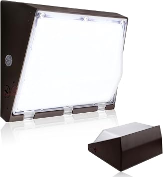 RuggedGrade 60W LED Wall Pack - Durado Blade Series - 8,100 Lumens - 5000K Bright White - Semi Cut-Off - with Photocell - Black Housing - DLC 5.1 Premium