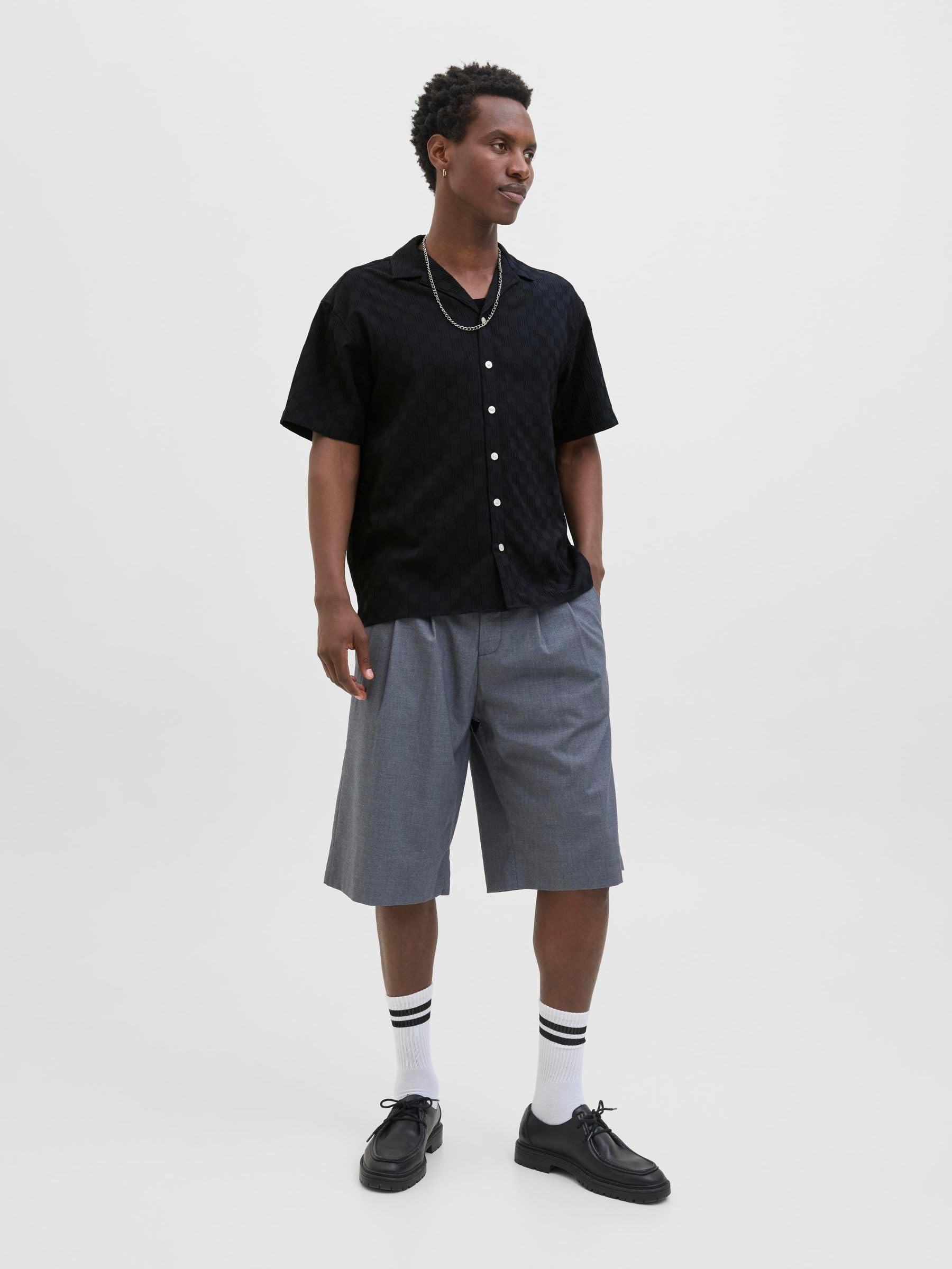 JACK & JONES Męska koszulka Jcosago Texture SS, czarny, L