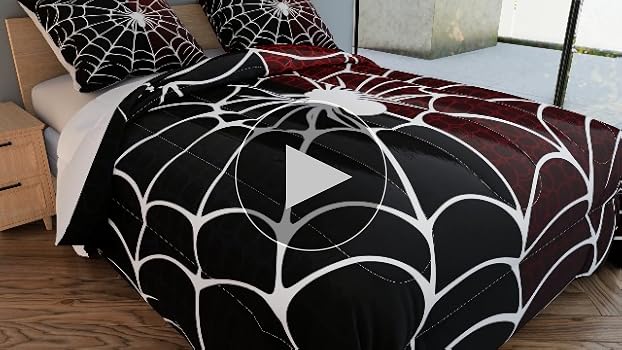 Set copripiumino ABAKUHAUS Halloween per letti singoli, Please Spider Curls, antiacaro, adatto a chi soffre di