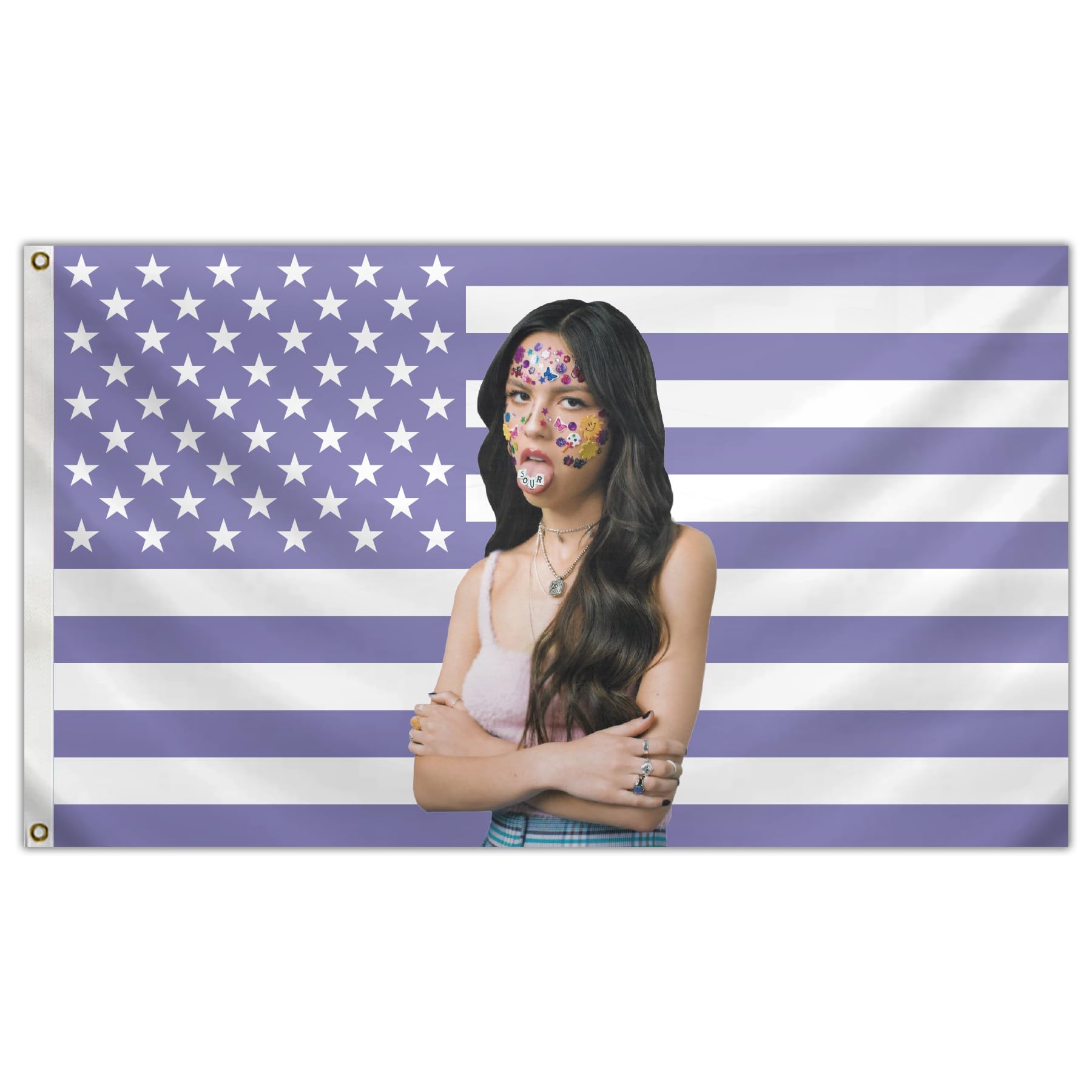 Olivia Singer Flag 3x5Ft Rodrigo Purple Tapestry American Flag SOUR Tapestry Music Album Cover for Indoor Outdoor College Dorm Bedroom Home Room Wall Art Decor