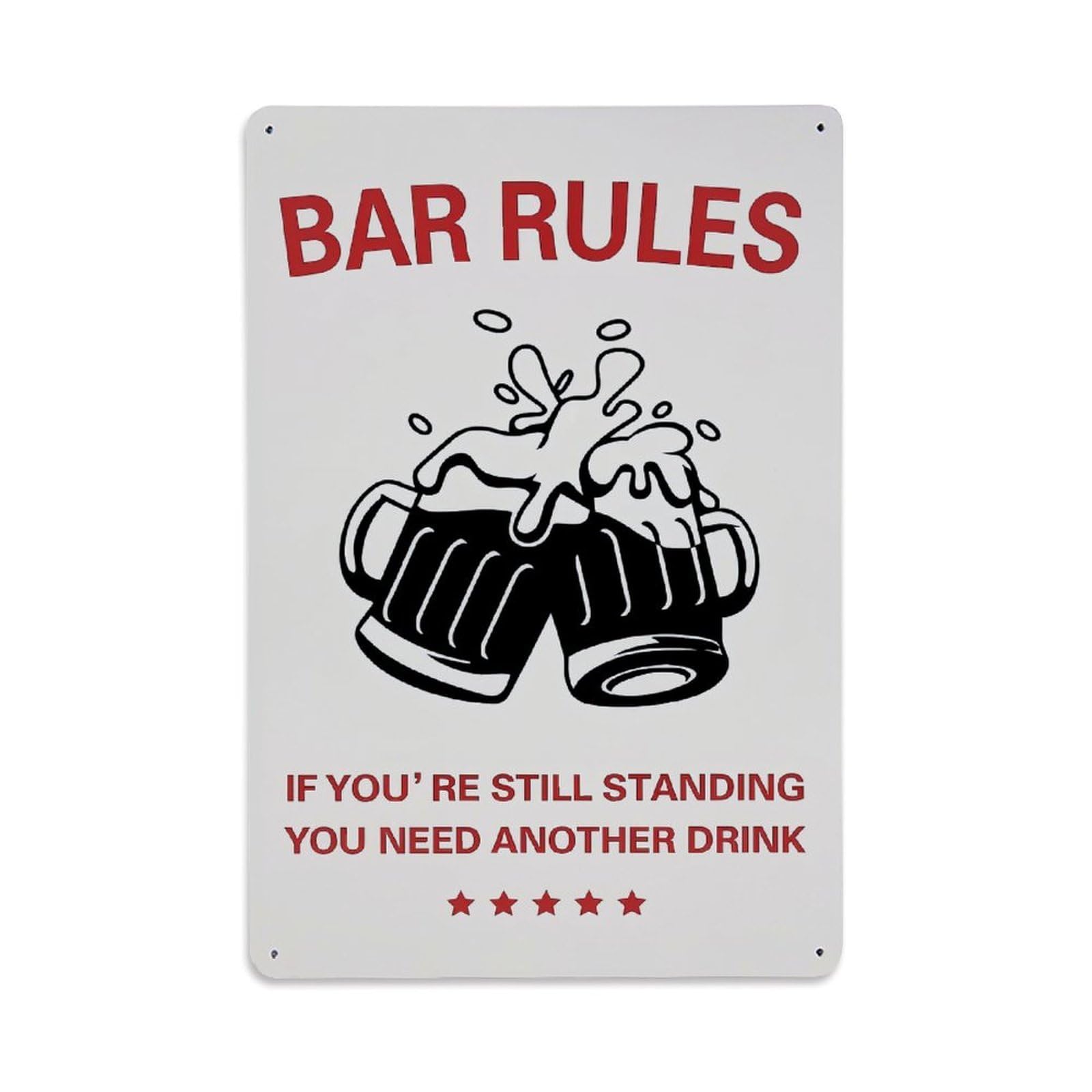 Bar Rules Beer Mugs Clinking Foam Tin Sign Metal Poster Vintage Metal Signs for Home Man Cave Bar Cafe Kitchen laundry room Wall Decorations Gift 8x12Inch