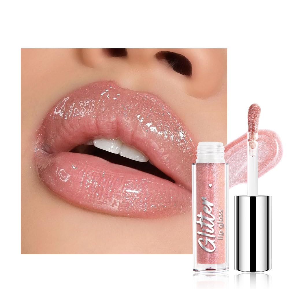 Photo 1 of Kaely Hydrating Glitter Lip Gloss, Moisturizing Shimmer Liquid Lipsticks for Women, High Shine Lip Stain Makeup Long Lasting Waterproof, Vegan & Cruelty-Free, 06