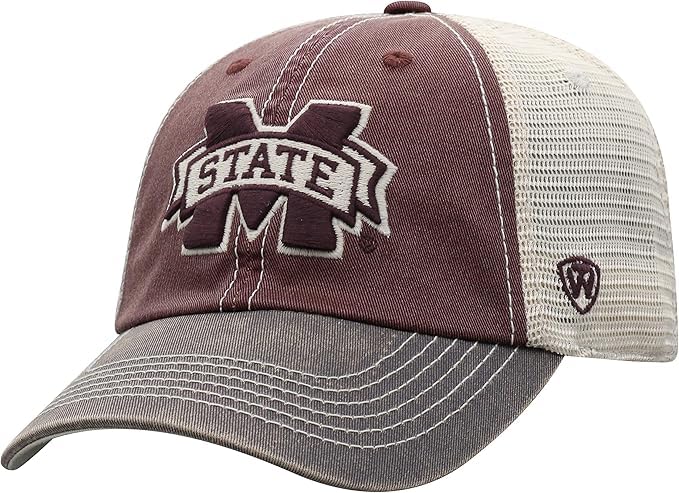 Collegiate Hats - Fitted Caps Adjustable Hats and Snapbacks Available (Adjustable Hat, Mississippi State Mesh)