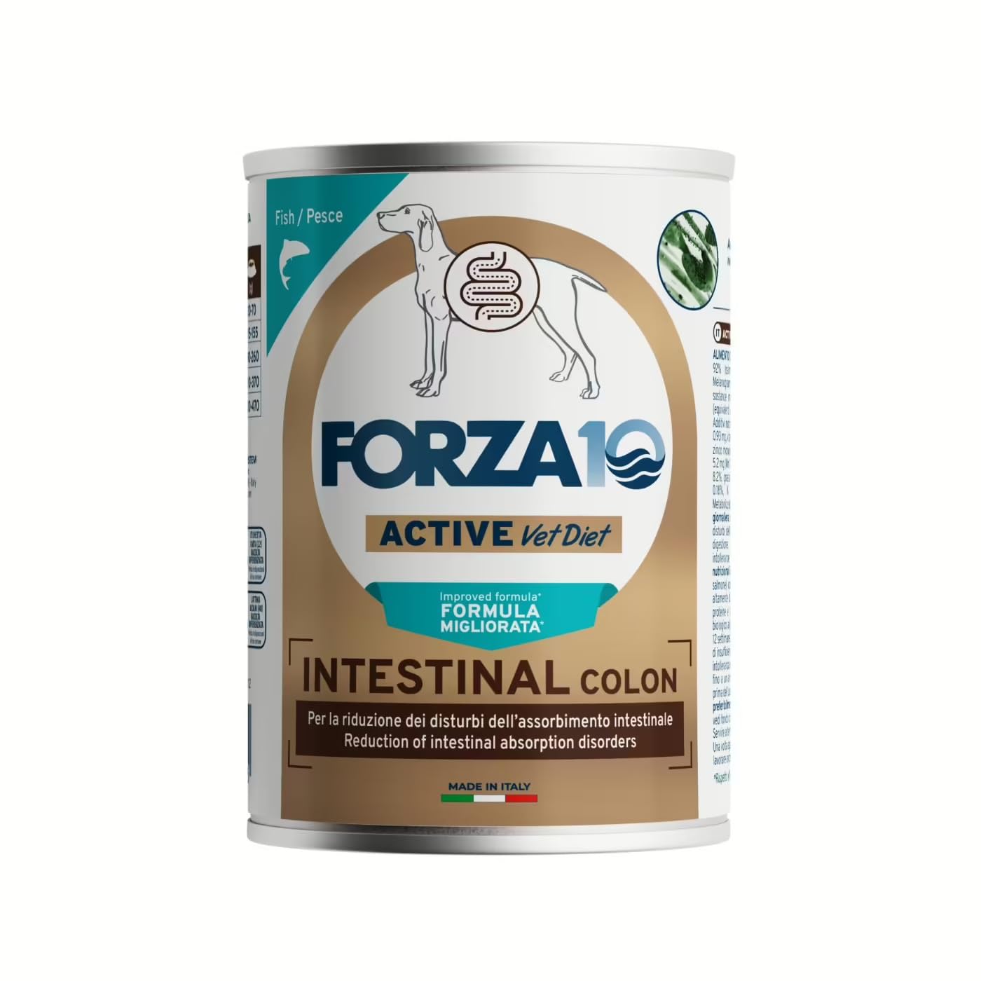 Forza 10 Active Vet Diet Intestinal Colon, Cibo Umido per Cani, Gusto Pesce, 9 Scatolette da 390 g