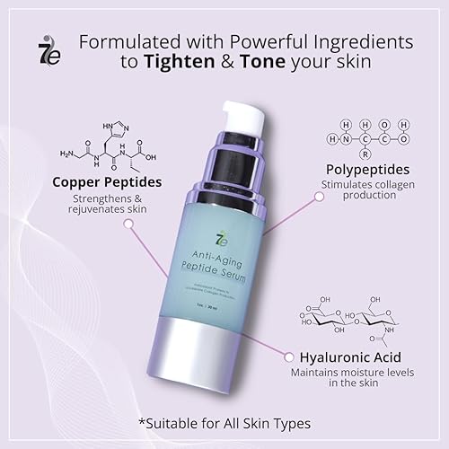 Miniatura 3 de 7E - Suero peptídico antienvejecimiento, 1 oz  Suero de péptido de cobre antiarrugas con ácido hialurónico y polipéptidos  Apoya la producción de