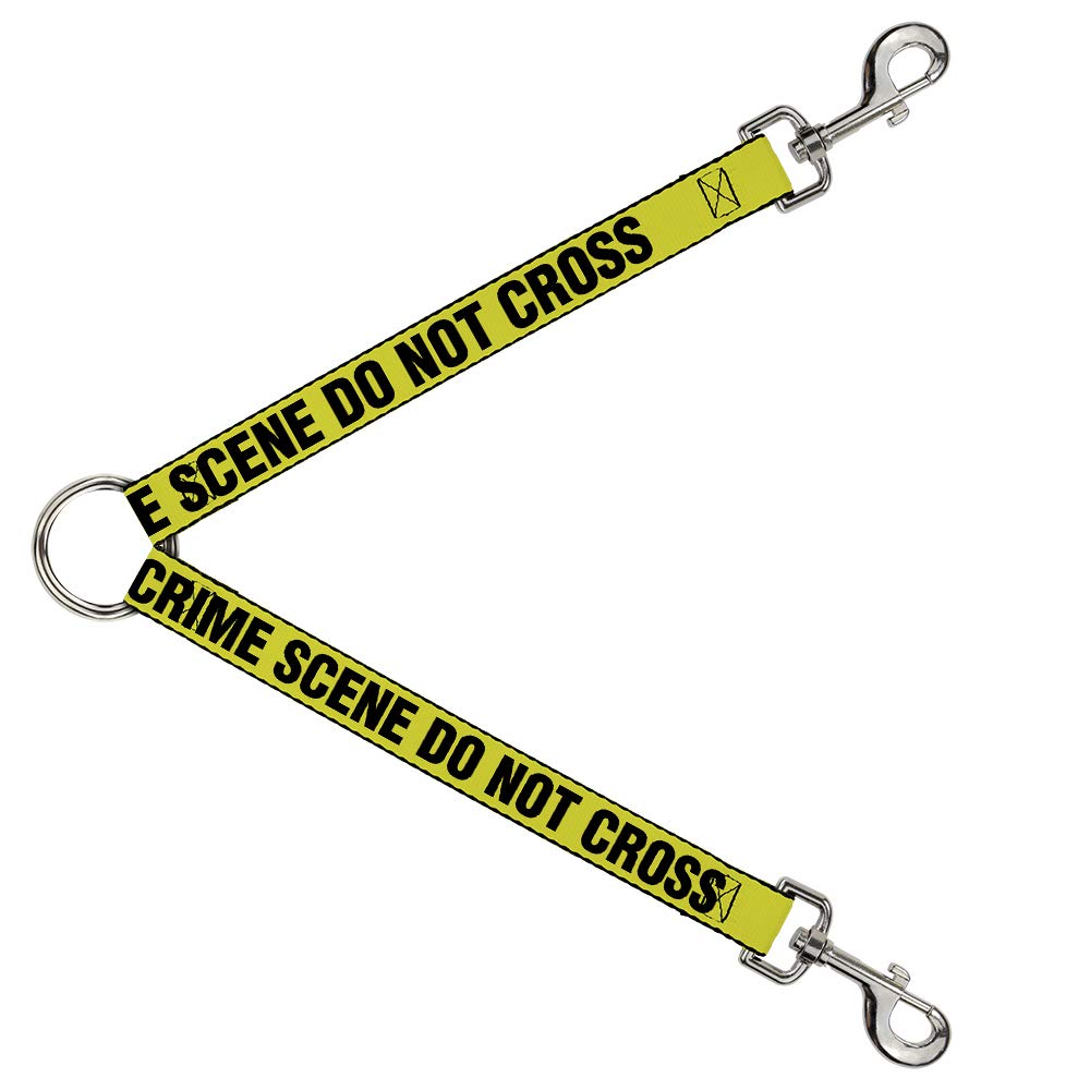 Répartiteur de laisse double Jaune et Noir Scène de Crime en nylon résistant pour deux chiens