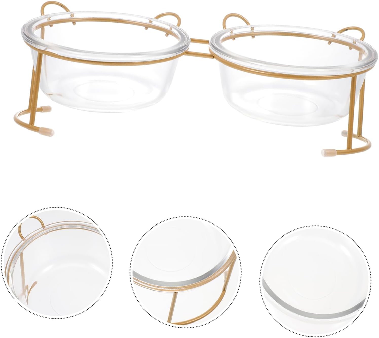 Glass Cat Food Bowl with Iron Rack Double Dog Food Bowl Set for Pets Elevated Feeding Dish for Cats and Dogs Sturdy PET Supplies