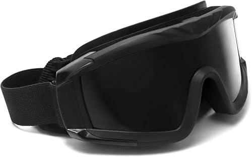 Miniatura 2 de QWORK Gafas tácticas militares de Airsoft para deportes al aire libre con 3 lentes intercambiables para montar a caballo, negro, Negro, gris,