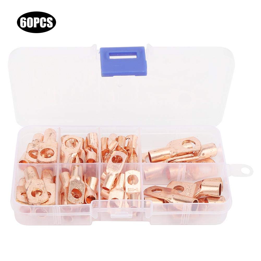 Walfront 60Pcs/Set Bare Copper Eyelets Ring Terminal Kit Welding Cable Tubular Ring Connector with Storage Box, Power Tool Accessories : Electronics