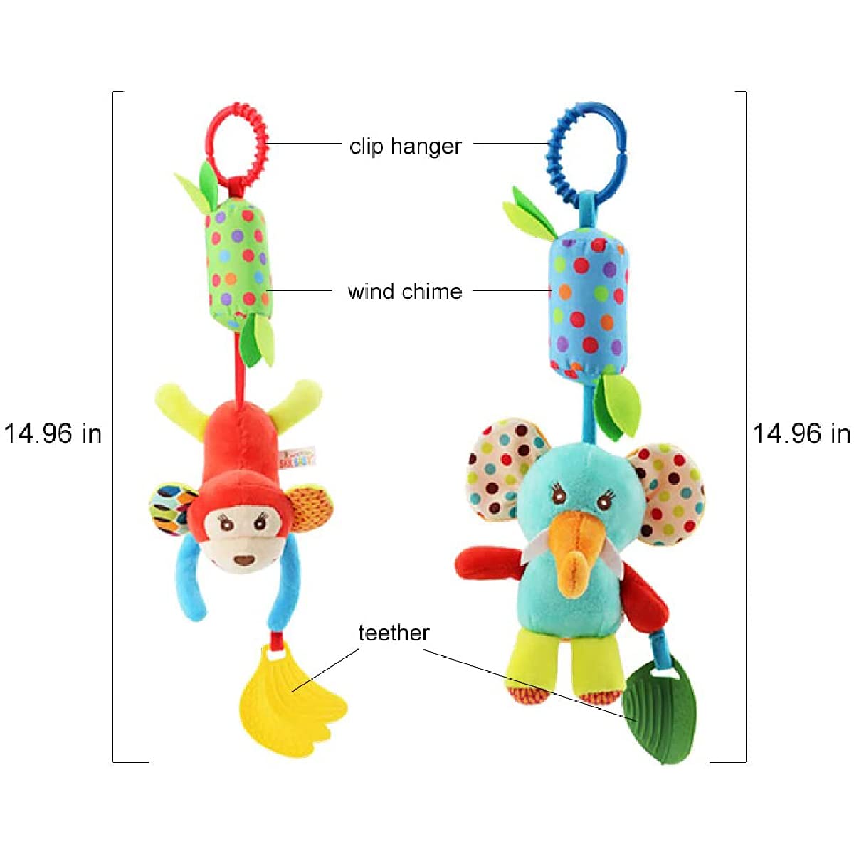 Evance 4 Pezzi Giocattolo da Appendere per Passeggino, Passeggino Carrozzina Giocattolo Appeso Sonagli, Sonaglio Neonato, Giocattoli Morbidi a sonagli per 3 6 9 12 Mesi Ragazzi e Ragazze (4 Pack)