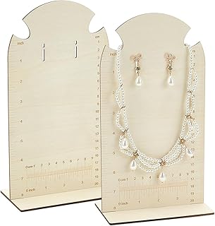 FINGERINSPIRE 2 Pcs Earring Measurement Display Stand 5.3x3x9.8 Wood Ear Stud Stand Earring Organizer Frame with Measurements Floral White Arch-Shaped Earring Holder for Measuring Selling Earring