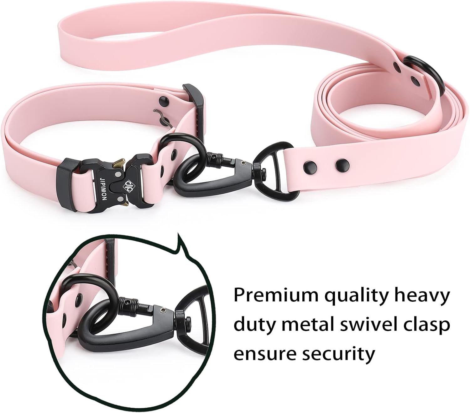 Waterproof Dog Collar and Leash Set Adjustable Quick Release Buckle Collar Leash for Small Medium Large Dogs (Large, Purple)